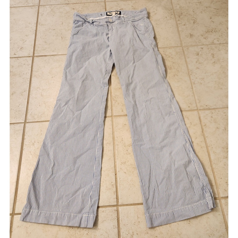 Abercrombie Girl Pants Youth Size 16 Stretch Bootcut‎ Cotton Blue Striped #1363